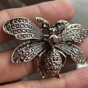 Elegant Gold and Gray Bee Brooch